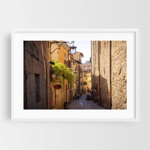 Narrow Street of Arezzo - Tuscany - Arezzo Tuscany Italy Photography White Framed Wall Art Print 16 x 24 inches
