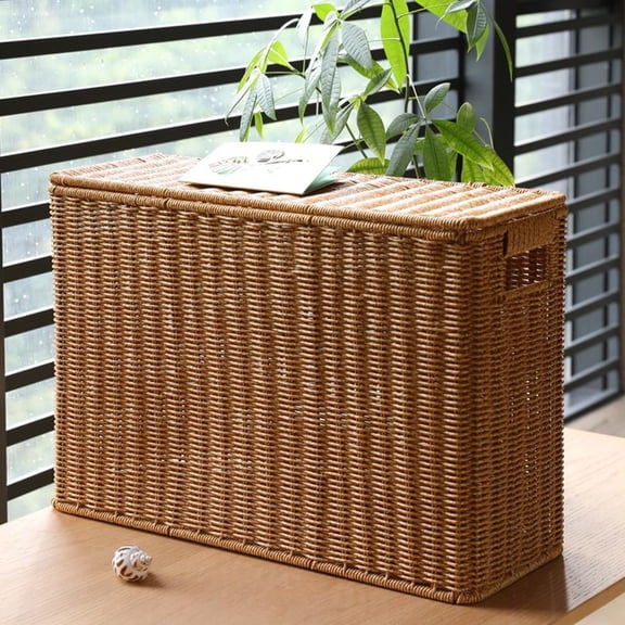Narrow Tall Storage Box with Lid 15 Inch  Organizer Basket for Home Office Toy and Magazine Storage