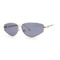 thumbnail image 1 of Narrow Tapered Side Tear Drop Shape Metal Rim Hipster Sunglasses Gold - Black, 1 of 4
