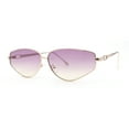 thumbnail image 1 of Narrow Tapered Side Tear Drop Shape Metal Rim Hipster Sunglasses Gold - Purple Brown, 1 of 4