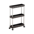 thumbnail image 1 of Narrow Three-Tier Rolling Storage Cart, Slim Space Saving Organizer on Wheels for Kitchen Pantry Bathroom or Dorm Room, Multi-Purpose Mobile Cart with Removable Shelves and Hooks, 1 of 6