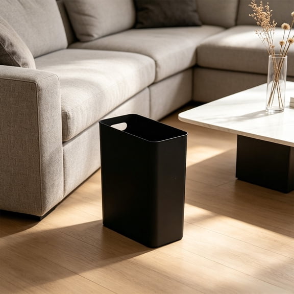 Narrow Trash Can 10L Plastic Wastebasket for Bedroom Kitchen Bathroom Slim Garbage Bin Space Saving Waste Container with Handle Wide Opening No Lid Design Household Storage
