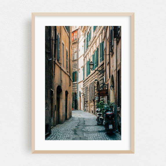 Narrow Vicolo di Montevecchio - Rome Lazio Italy Photography Oak Framed Wall Art Print 16 x 20 inches