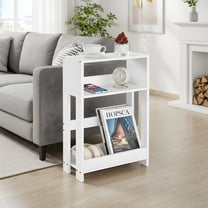 Narrow White End Table for Small Spaces - 3-Tier Design