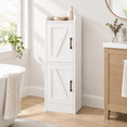 Narrow White Wood Storage Cabinet with 2 Doors for Small Spaces, 9.8"W ...