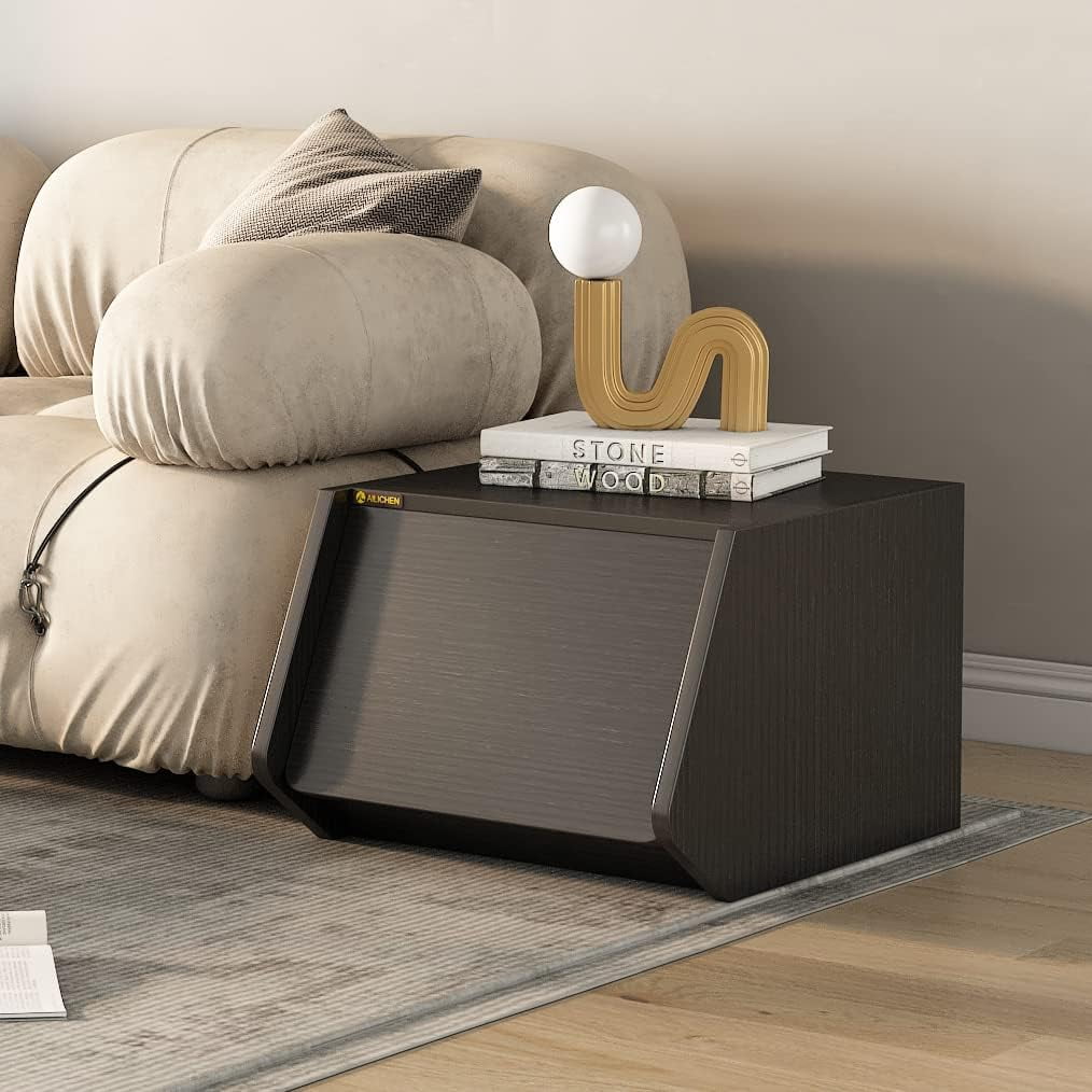 Narrow Wood Stacking Storage Box with Sliding Door,Cube Storage ...