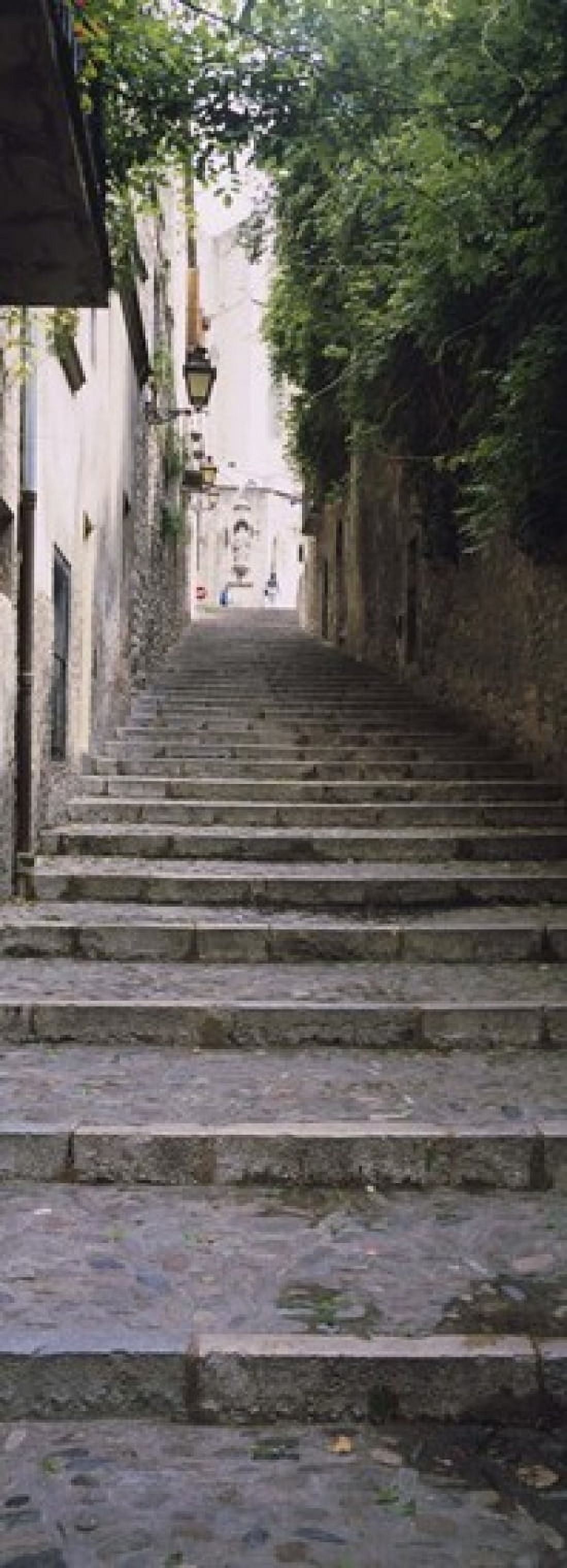 Narrow staircase to a street Girona Costa Brava Catalonia Spain Canvas Art - Panoramic Images (18 x 7)