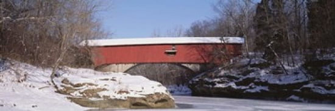 Narrows Covered Bridge Turkey Run State Park IN USA Canvas Art - Panoramic Images (18 x 6)