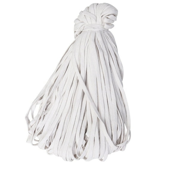 Narrster 1 Roll 10mm Width Flat Rope Bright Color Multi-functional Braided Cotton Rope Costume Waist Rope for DIY Art Craft (White)