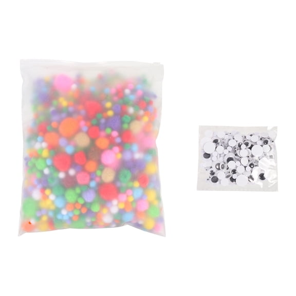 Narrster 1 Set DIY Plastic Simulation Eye Stickers Wool Hair Balls Crafts Supplies