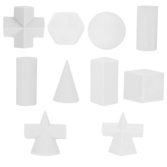 HONITANO White Geometrical Shapes Resin Drawing Model Painting Enthusiasts 10Pcs 2x1In
