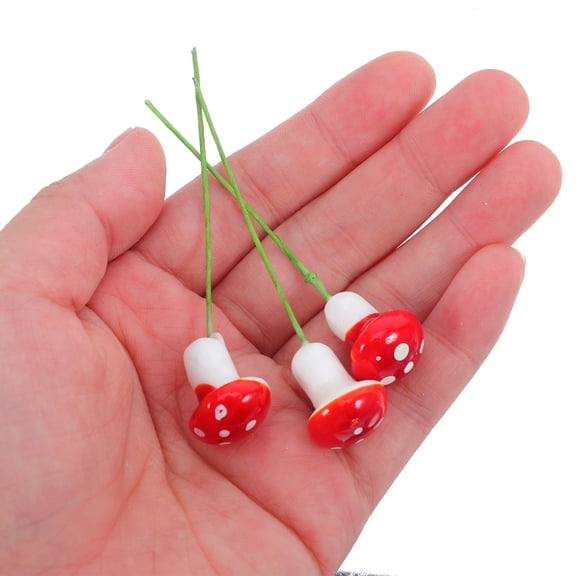 Narrster 10pcs Mini Red Mushroom Garden Decorations for Flower Pots, Bonsai, Yard and Landscape Accessories