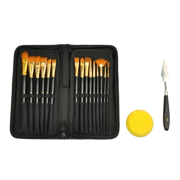 Narrster 15Pcs Different Shapes Sizes Paint Brushes Wood Handle Brushes Artist Paint Brush Set for Body Paint Oil Acrylic Watercolor