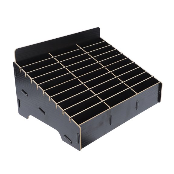 HONITANO 1Pc Black Wooden Multi-Grid Phone Organizer Box for Cell Phone Storage and Display