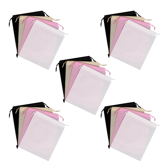Narrster 20pcs Nonwoven Bundle Bag Dustproof Storage Bag Double Drawstring Bag Portable Storage Bag for Things Collection