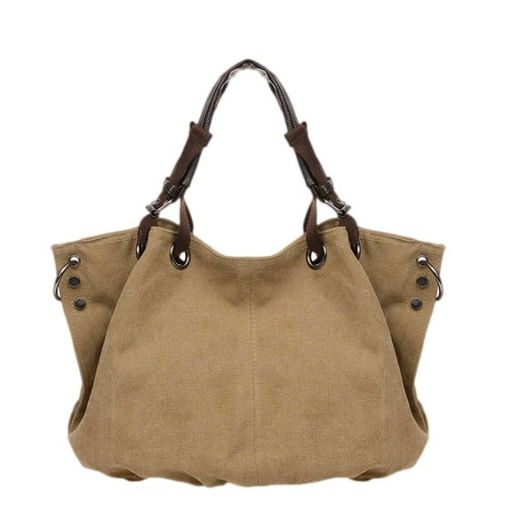 Narrster 25x15cm Large Capacity Portable Bags Fashion Canvas Tote Bag Casual Polyester and Cotton Handbag for Wome Ladies (Khaki)