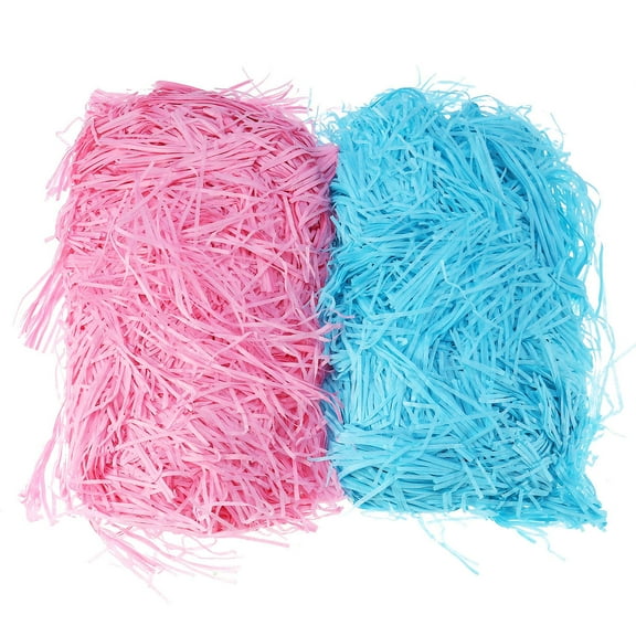 Narrster 2pcs 100g Lafite Grass Shredded Paper Gift Box Filled Paper Protective Decorative Paper Silk for Candy Box Filling(Pink/Lake Blue)