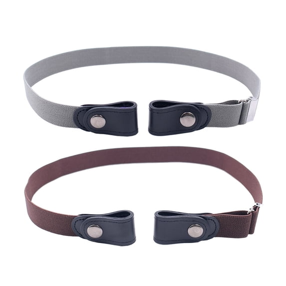Narrster 2-Pack Adjustable Unisex Stretch Waist Belts No Buckle Elastic Bands for Jeans Pants Coffee and Grey