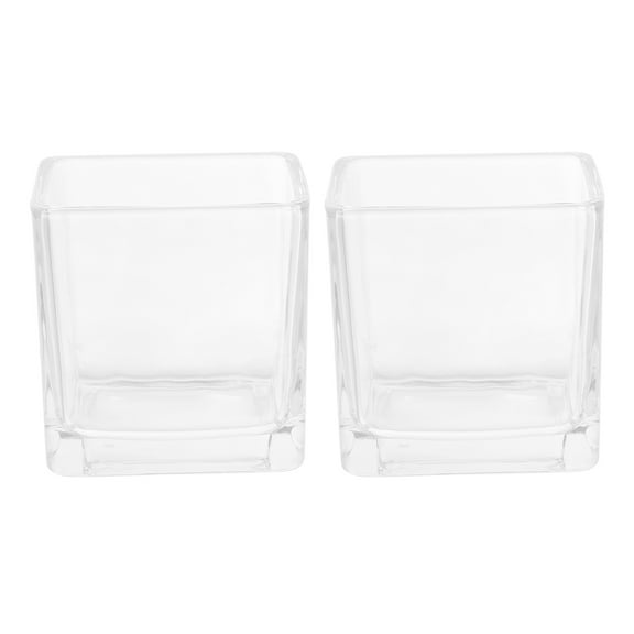 Narrster 2pcs Square Cup Candle Cup Aromatherapy Candle Glass Cup Square Container