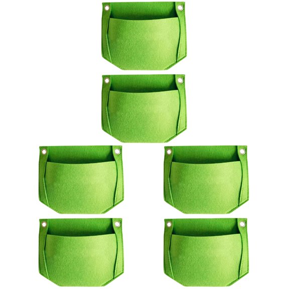 Narrster 6 Pcs Felt Storage Bags Versatile Storage Container Organizer Pocket Wall Hanging 3D Planting Storage Bags (Green)