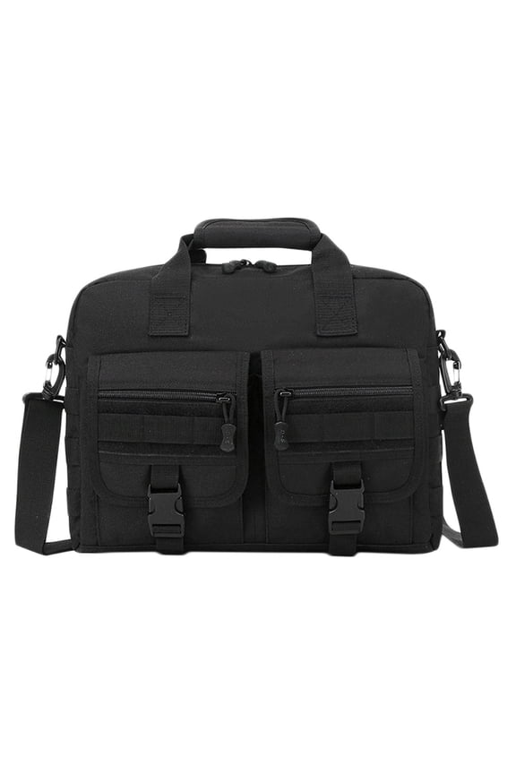 Cross Body Nylon Camouflage Computer Briefcase Laptop Multi-Function Portable Messenger Bag (Black)