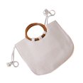 thumbnail image 1 of Narrster Women Straw Shoulder Bag Fashion Round Wooden Handle Handbag Brand Designer Summer Beach Travel Bags Tote Handbag (White), 1 of 11