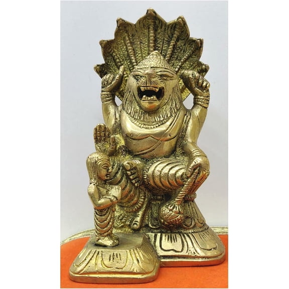 Narsimha Deva with Prahlad-Hindu God Lion Head God Narshimha with Sheshnag Brass Narasimha Statue Vishnu Incarnation Avtar Laxmi Vishnu God Indian God Statue Narshimna with Prahlad - AtoZ India Cart