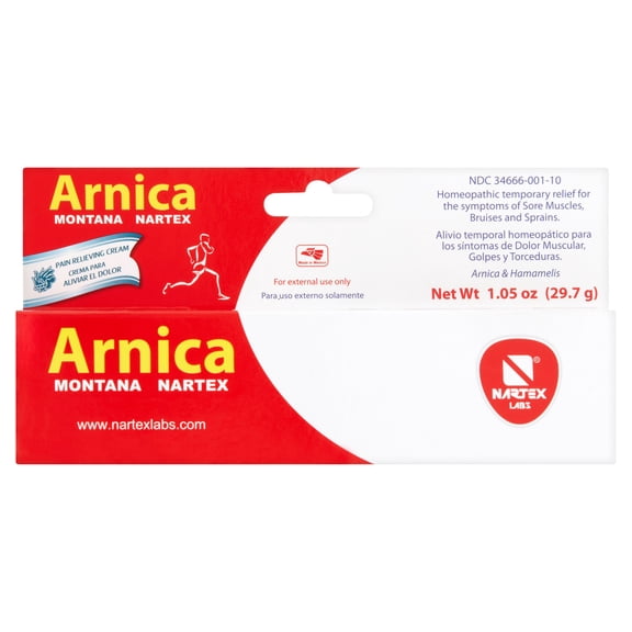 Nartex Arnica Montana Pain Relieving Cream, OTC Muscle Ache, Bruise & Sprain Relief, 1.05 oz Tube