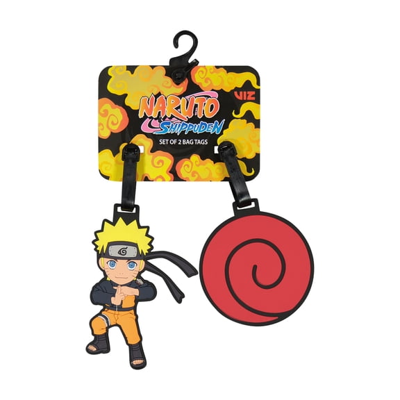 Naruto 2-Piece Suitcase ID Tag Set with Adjustable Straps, Uzumaki and Hidden Leaf Cloud, Multi, One Size