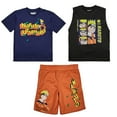 thumbnail image 1 of Naruto 3-Pack Boy's Blue Short Sleeve Tee, Black Muscle Tank, Orange Athletic Shorts Set, 1 of 7