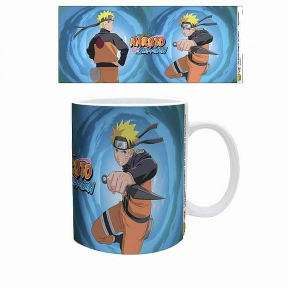 Naruto 872299 11 oz Naruto Uzumaki Poses Ceramic Mug, White & Blue