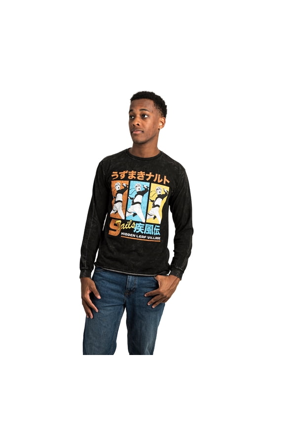 Naruto 9 Tails Washed Long Sleeve Unisex Tee-Xl