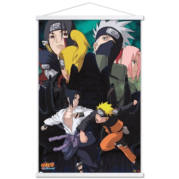 Naruto - Action Wall Poster with Wooden Magnetic Frame, 22.375" x 34"