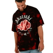 Naruto Akatsuki Cloud Crew Neck Short Sleeve Oversized Drop Shoulder Red & Black Cloud Wash Mens T-shirt-Medium