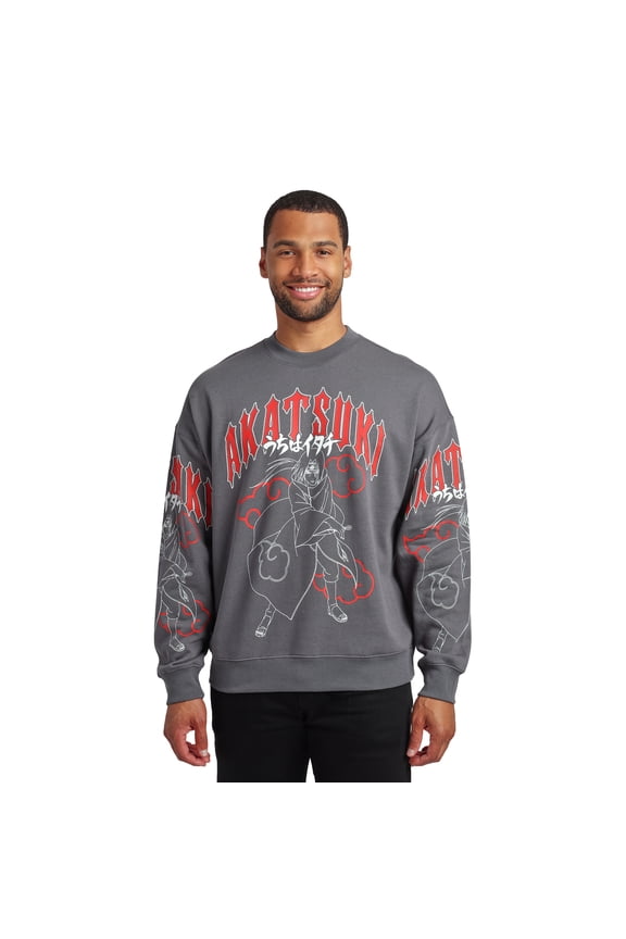 Naruto Akatsuki Kanji Men's Gray Crew Neck Sweatshirt Small