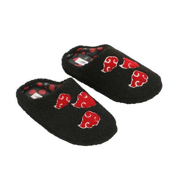 Naruto Akatsuki Patch Logo Women's Black Scuff Slippers-Medium