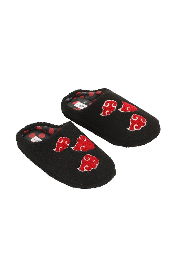 Naruto Akatsuki Patch Logo Women's Black Scuff Slippers-Small