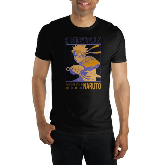 Naruto Anime Cartoon Character Black Short Sleeve Graphic Tee-XXL
