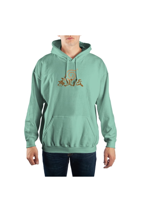 Naruto Anime Cartoon Character Mens Light Blue Hooded Sweatshirt-L