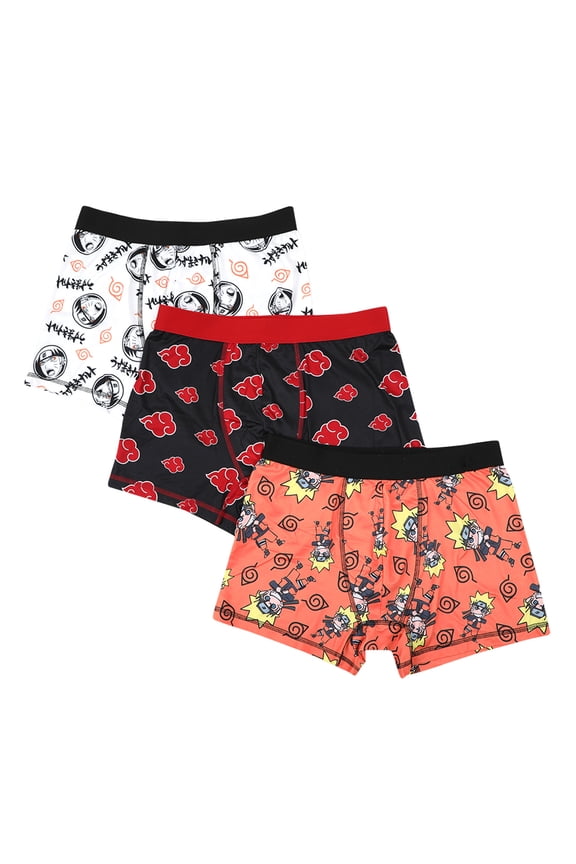 Naruto Anime Cartoon Mens Underwear Boxer Briefs 3pk Set-M
