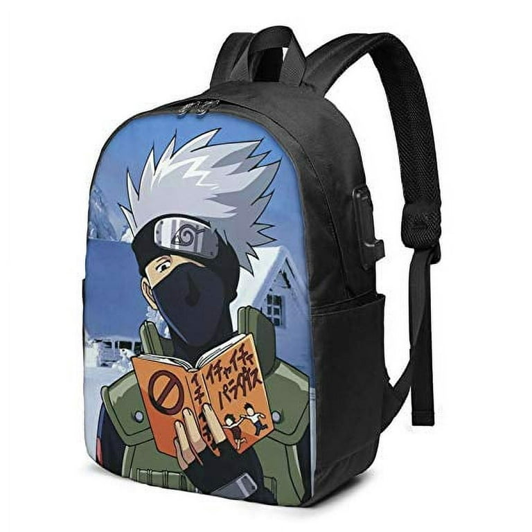 Naruto Anime Hatake Kakashi 17-Inch Laptop Waterproof Backpack For  Teenagers, Student School Bag Backpack With Usb Charging/Headphone Port