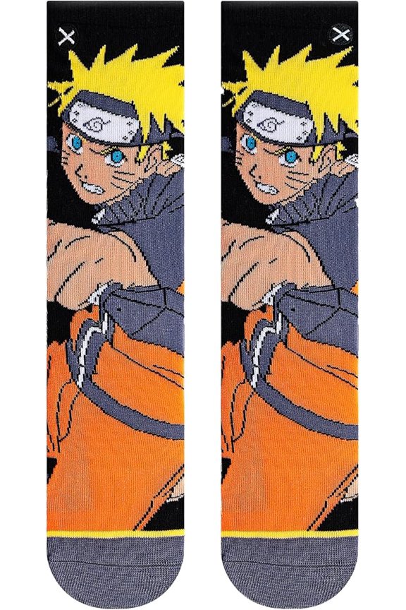 Naruto Shippuden Ninja Action Crew Socks Big Kids Unisex Anime Cartoon Graphic