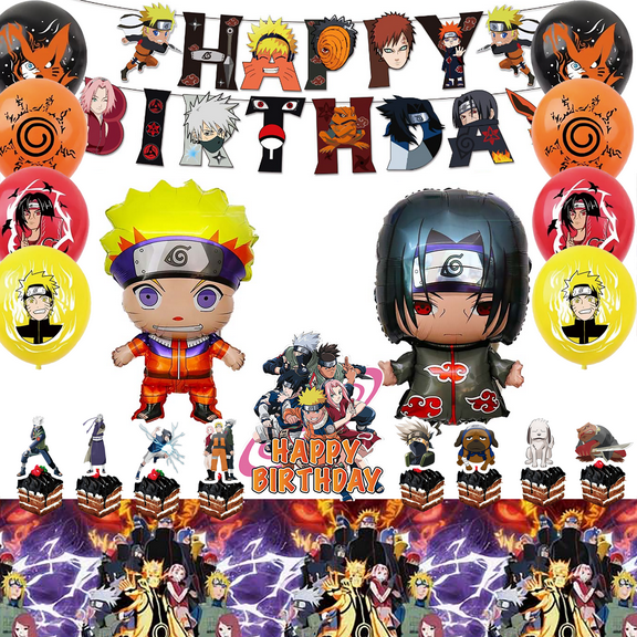 Naruto Birthday Party Supplies, Naruto Party Decorations Set, including Naruto Balloons Banners cupcake Toppers etc. Girls/Boys Naruto Birthday Decoration Supplies
