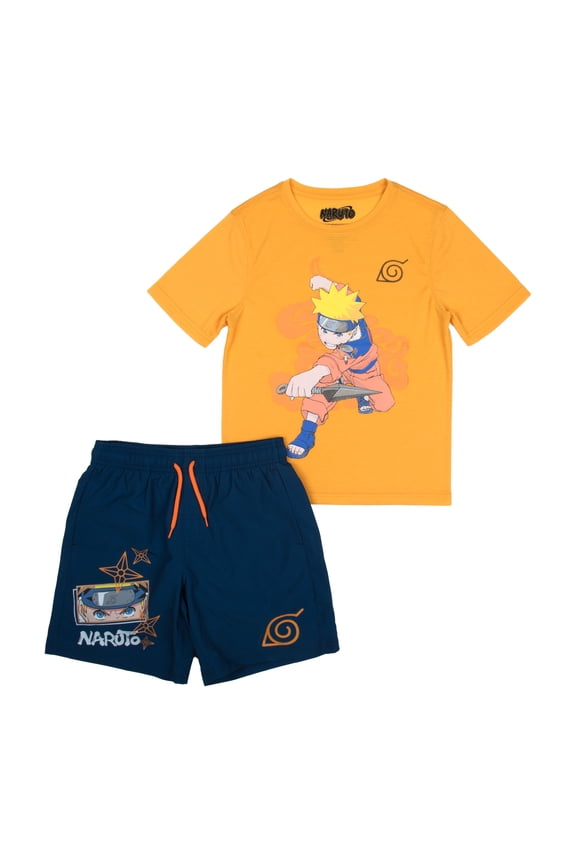Naruto Boy's Short Sleeve Performance Tee & Lounge Shorts Combo Set