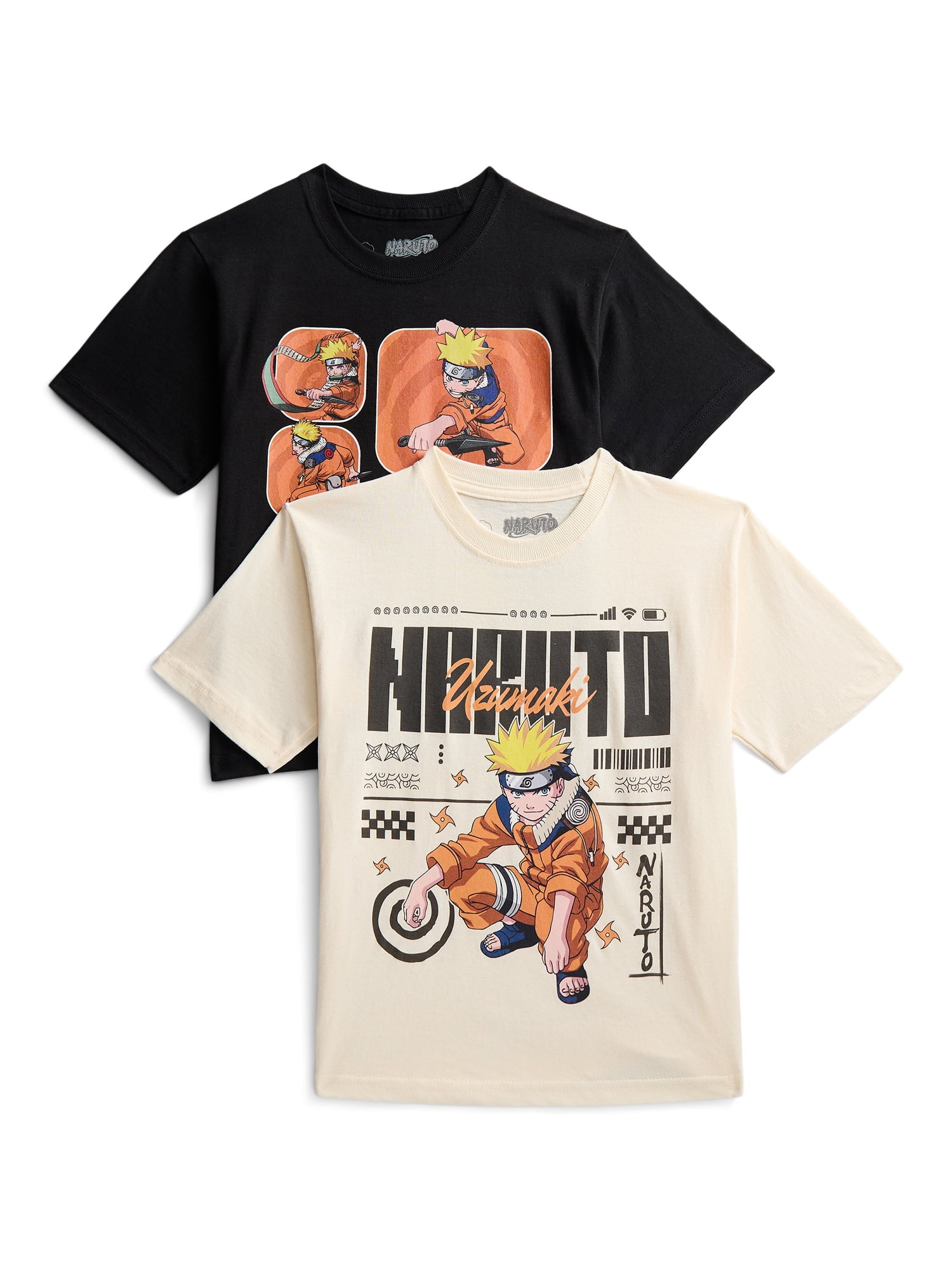 Naruto Boys Cotton Graphic Tee with Short Sleeves, 2-Pack, Sizes XS-2XL