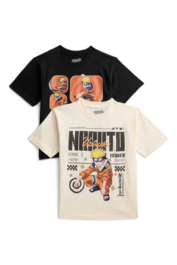 Boys Cotton Graphic Tee with Short Sleeves, 2-Pack, Sizes XS-2XL