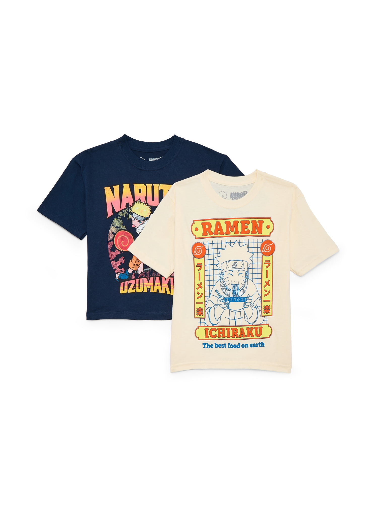 Naruto Boys Cotton Graphic Tee with Short Sleeves, 2-Pack, Sizes XS-2XL