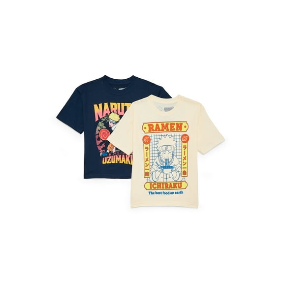 Naruto Boys Cotton Graphic Tee with Short Sleeves, 2-Pack, Sizes XS-2XL