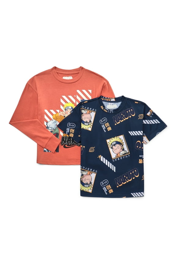 Boys Graphic Short Sleeve and Long Sleeve Tees, 2-Pack, Sizes XS-2XL