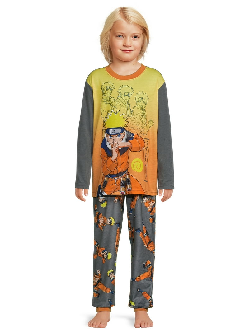 Naruto Boys Long Sleeve Top and Pajama Pant Set, 2-Piece, Sizes